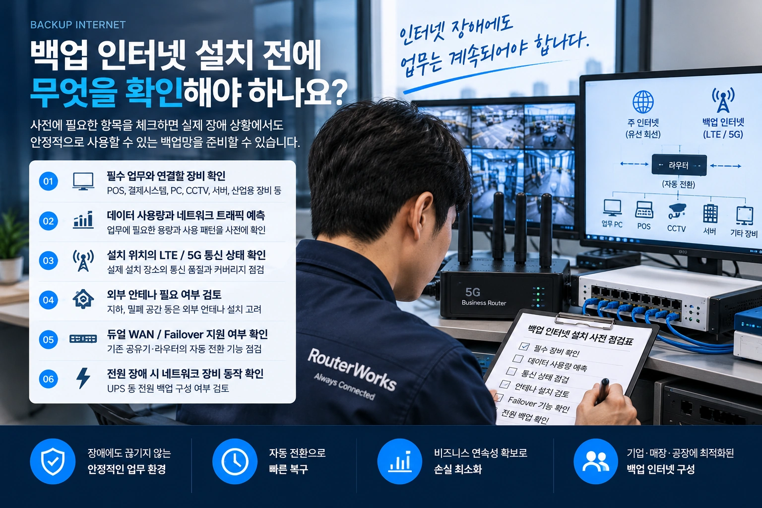 백업 인터넷 설치 전에 무엇을 확인해야 하나요?