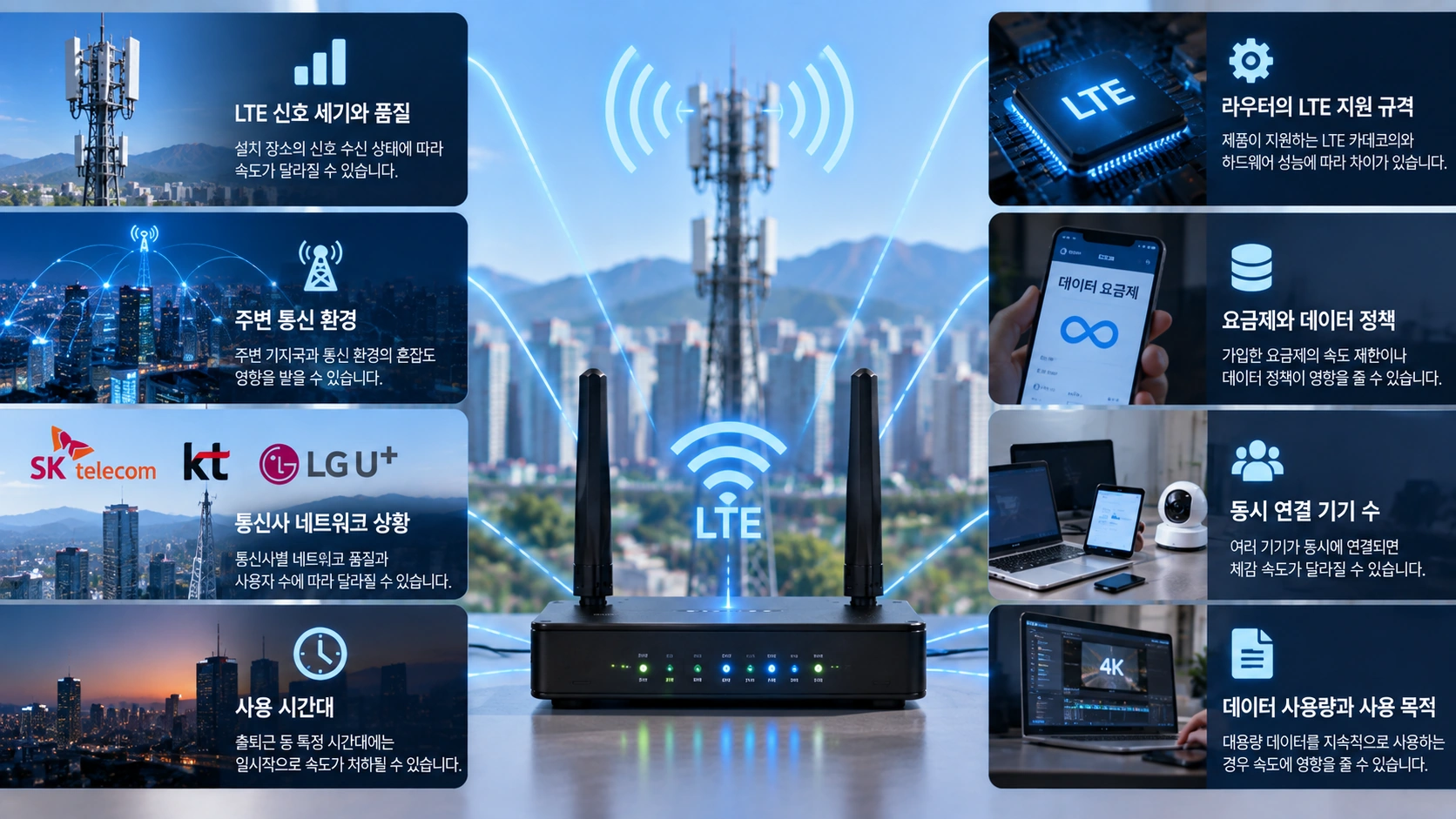 LTE 라우터의 인터넷 속도는 무엇에 따라 달라지나요?