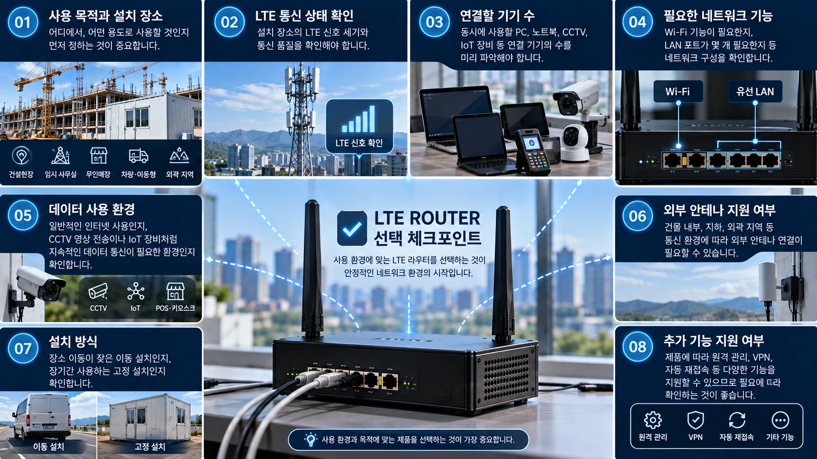 LTE 라우터를 선택할 때 무엇을 확인해야 하나요?